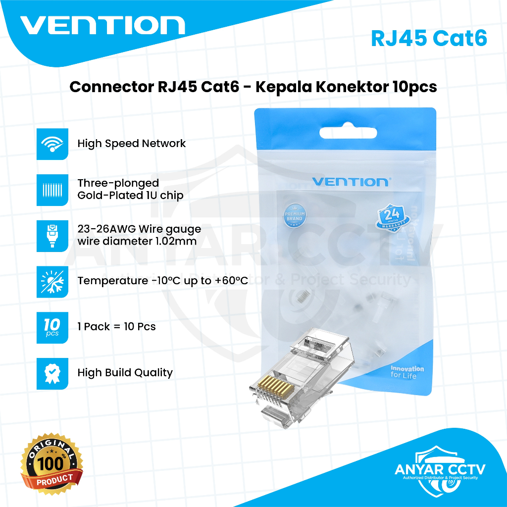 Jual Vention Connector RJ45 Cat6 Cat6A UTP Kepala Konektor Cat6 Cat6A ...