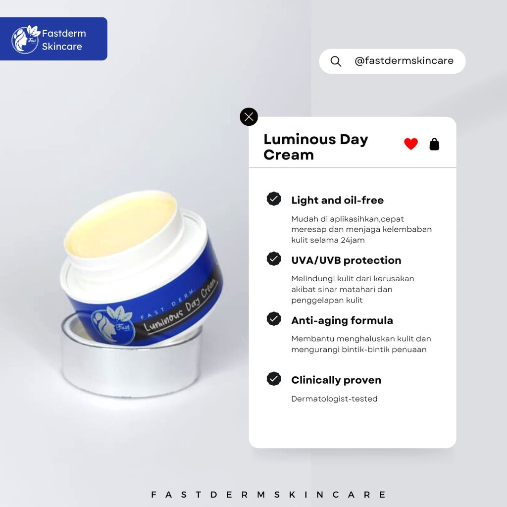 Jual Fast Derm-Luminous Day Cream 10gr | Shopee Indonesia
