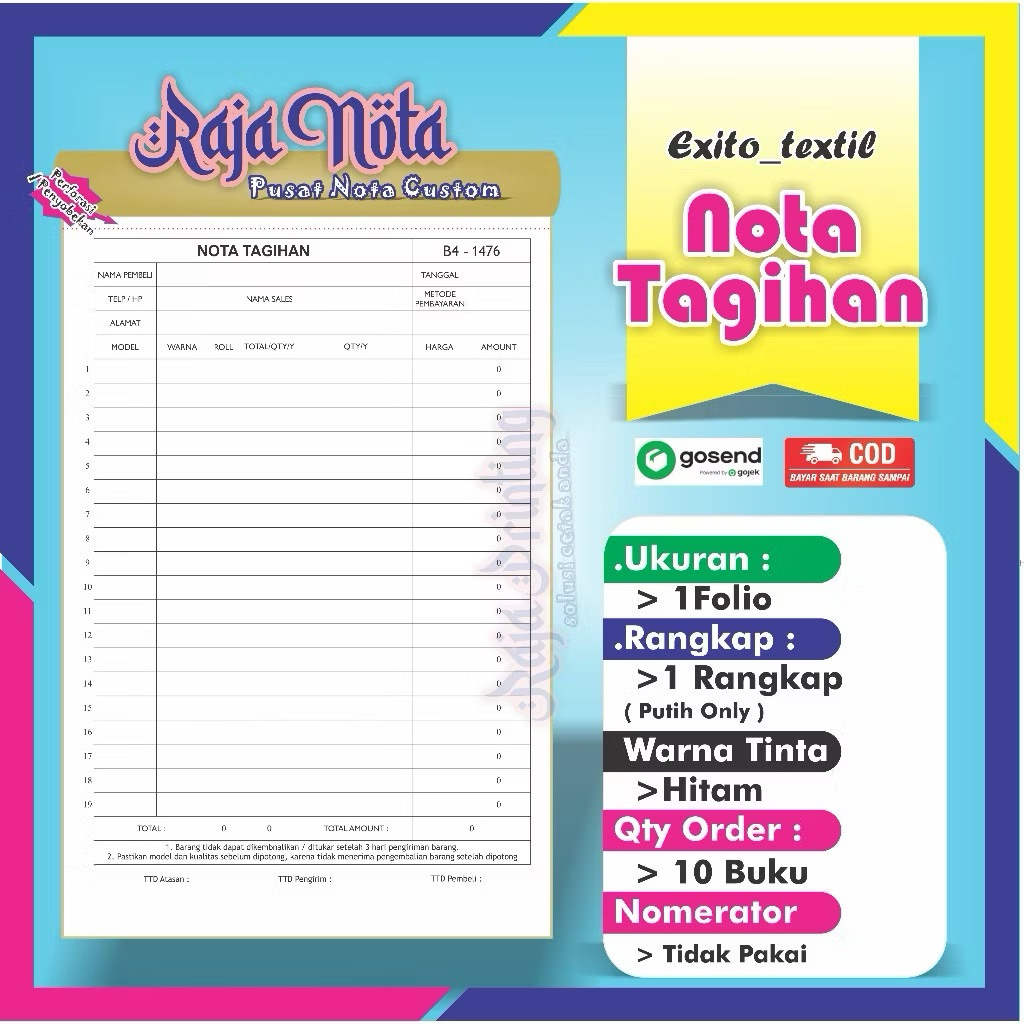 Jual NOTA FULL COLOR UKURAN 1 FOLIO 1,2,3 RANGKAP CUSTOM | Shopee Indonesia