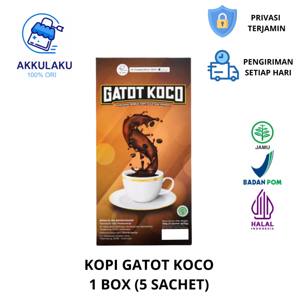 Jual Kopi Gatot Koco 1 Box Isi 5 Sachet | Gatot Kopi Pria Penambah ...