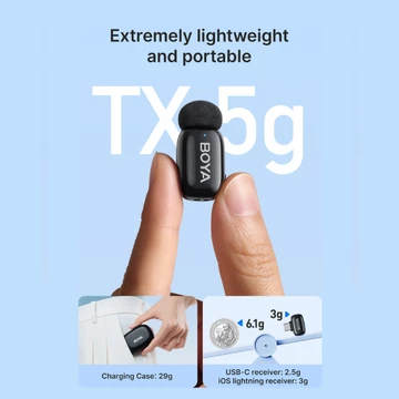 BOYA Mini 15 Port Lightning Mikrofon Klip Nirkabel 2.4GHz Ultra Mini Wireless Microphone