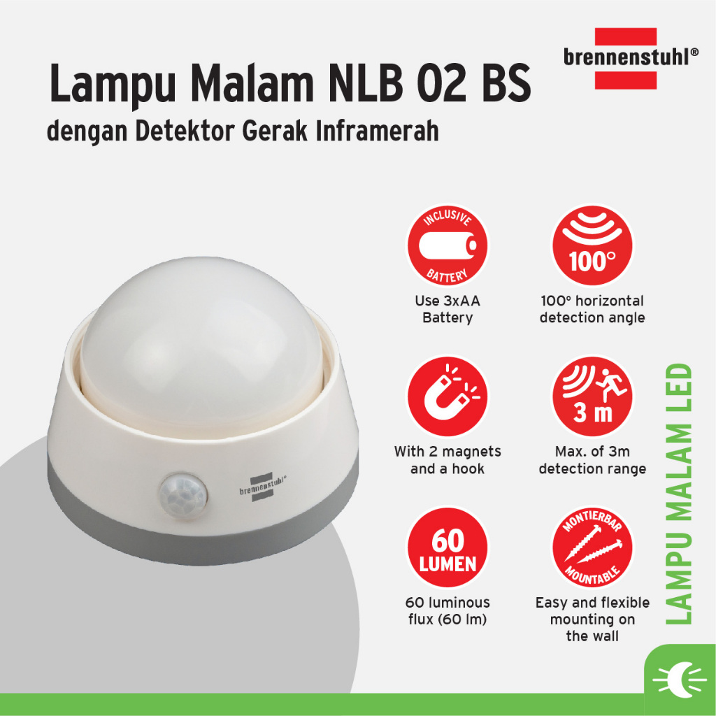 Jual Brennenstuhl Lampu Tidur Malam LED NLB 02 BS dengan Sensor Senja ...