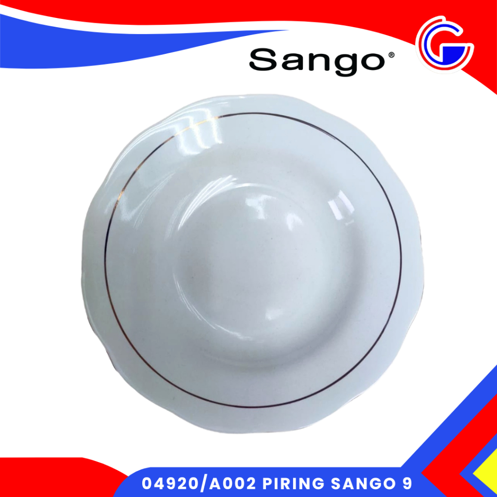 Piring Makan Keramik Putih - Piring Sango Bentuk Lekuk Bunga - 04920 Piring Sango 9 Inch
