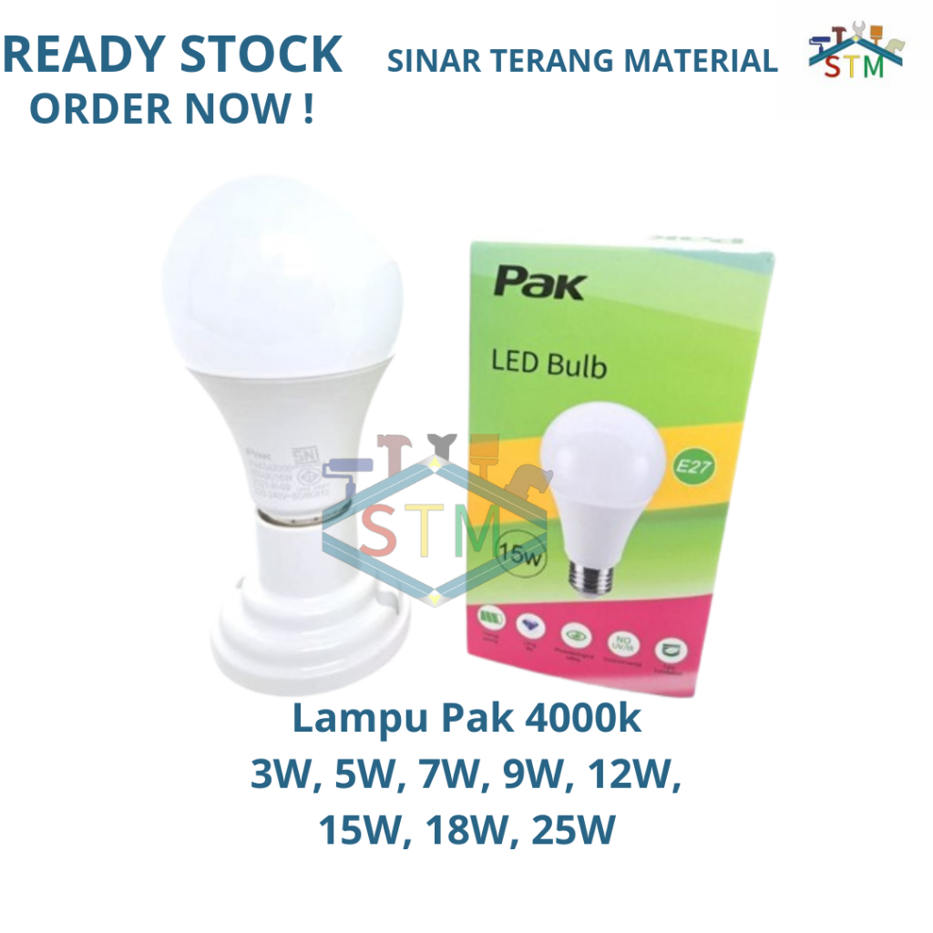 Jual Lampu Bohlam Led PAK Natural White 4000k 3w 5w 7w 9w 12w 15w 18w ...