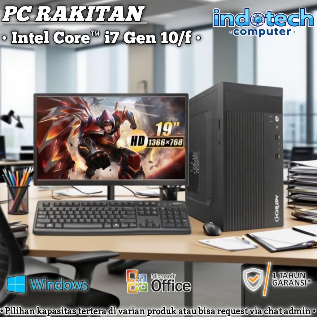 Jual Komputer PC Rakitan Core i7 10700 / f dengan SSD, LED Monitor 19 ...