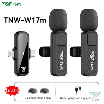 TNW W16 W17 2 In 1 Wireless Microphone Clip On Mic Portable Microphone Mikrofon Lavalier HP