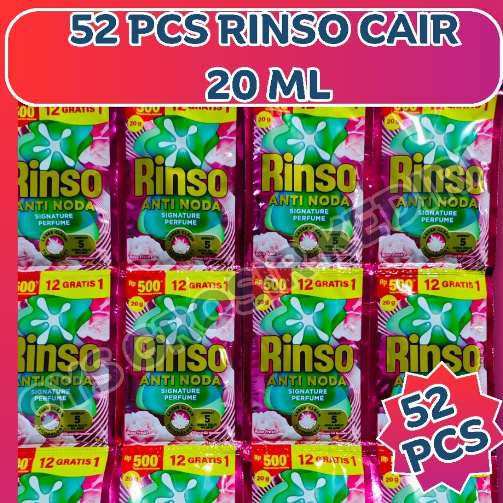 Jual 52 PCS RINSO RENCENG 500AN 20ML ISI 52 SACHET ANTI NODA | Shopee ...