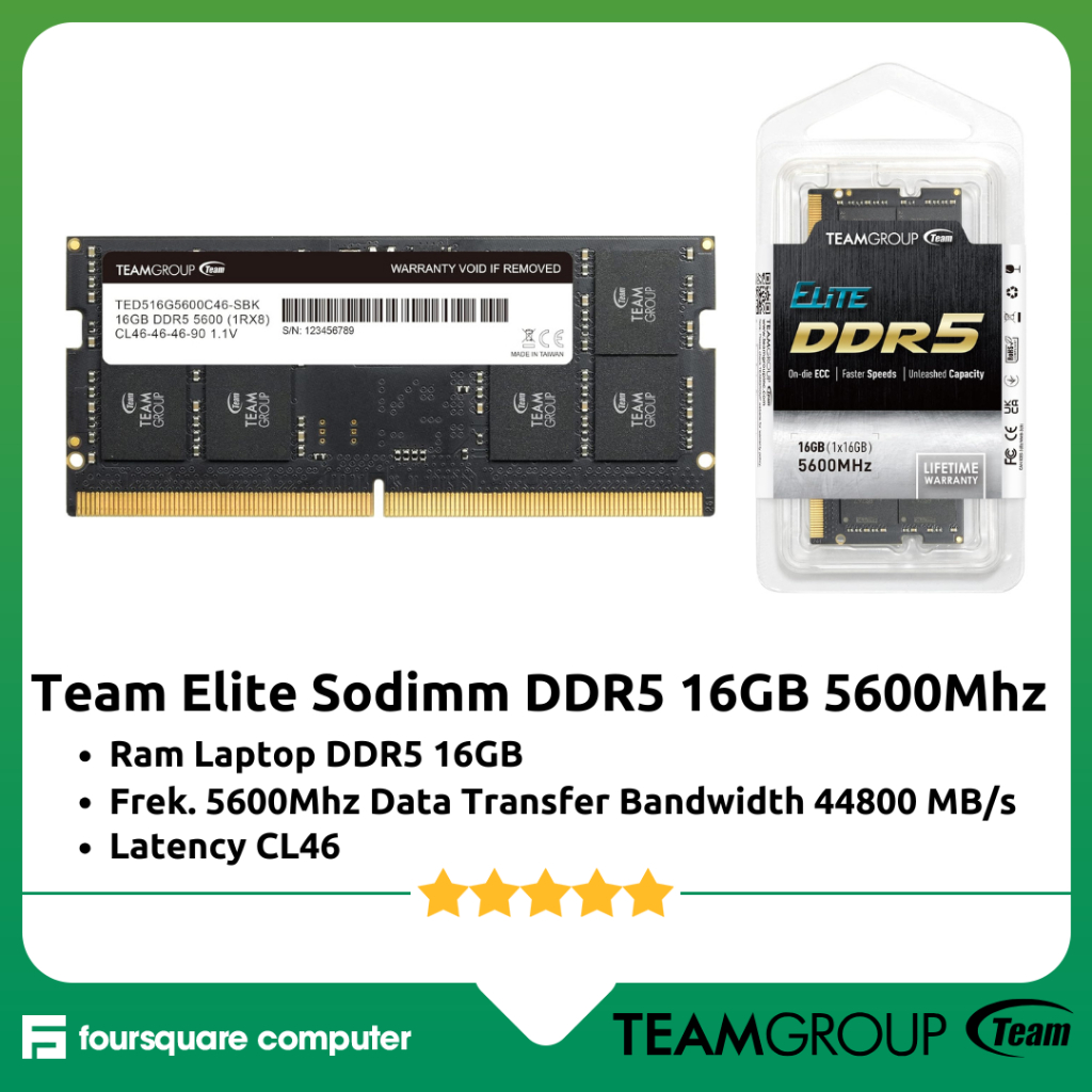 Jual Team Elite Sodimm DDR5 16GB PC 5600Mhz Memory Ram Laptop Original ...