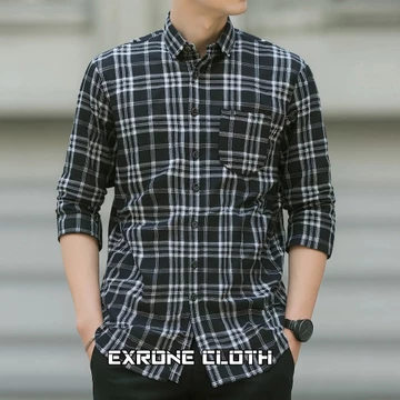 Kemeja Flanel Pria Lengan Panjang Unisex Motif Kotak Bahan Flanel Import Exrone