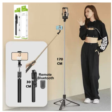 TONGSIS TRIPOD Selfie Stick R1 L Tongsis Remote Bluetooth Tripod 1.7 METER HP Iphone Android