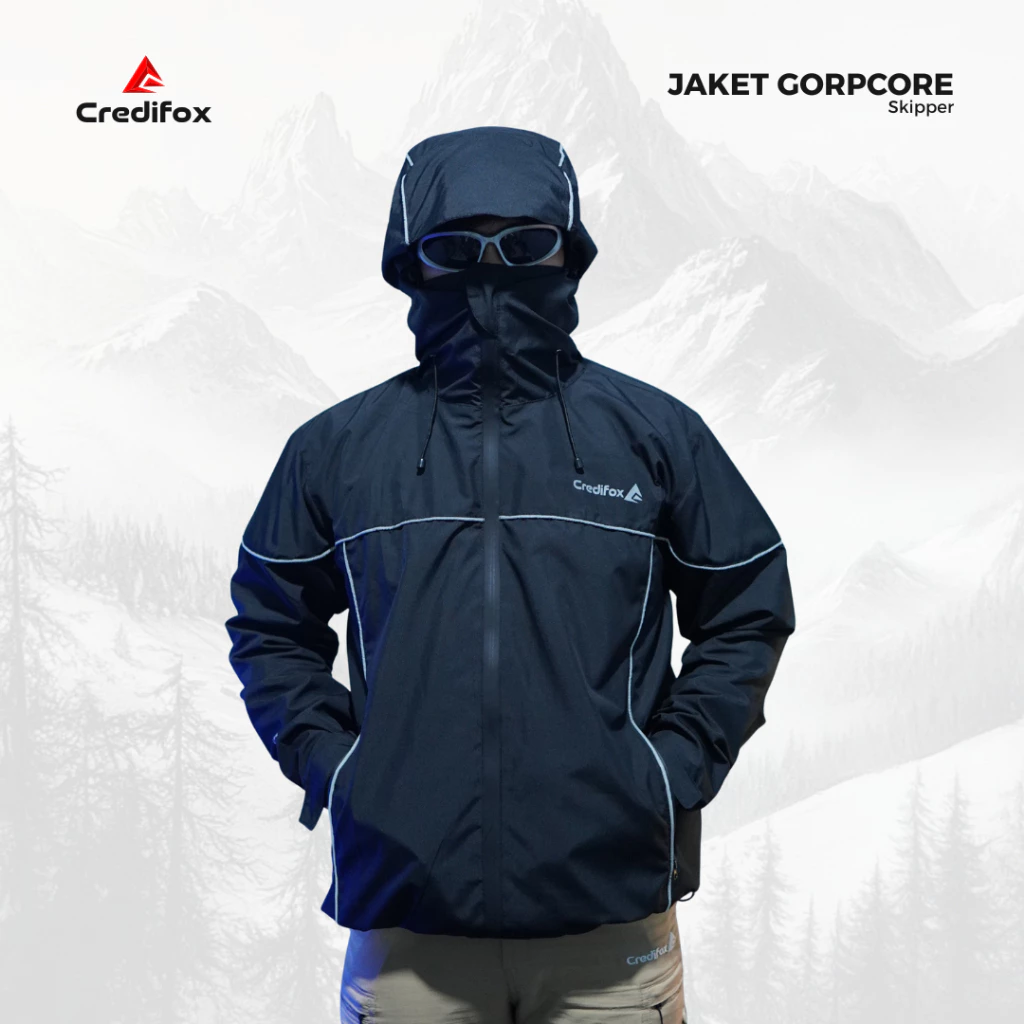 CREDIFOX Jaket Gorpcore List Reflektif Skipper Series Bahan Taslan Jn Premium - Jaket Gunung Gorpcore