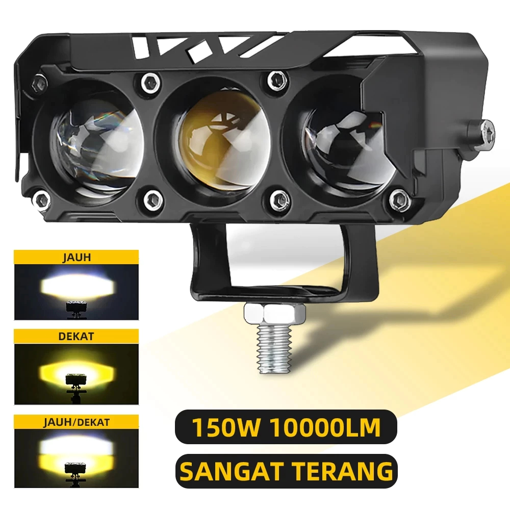 Lampu Tembak 4 Mata SQL Laser LED Hi LOW MOBIL MOTOR 2 WARNA SUPER TERANG/2 mata/3 mata