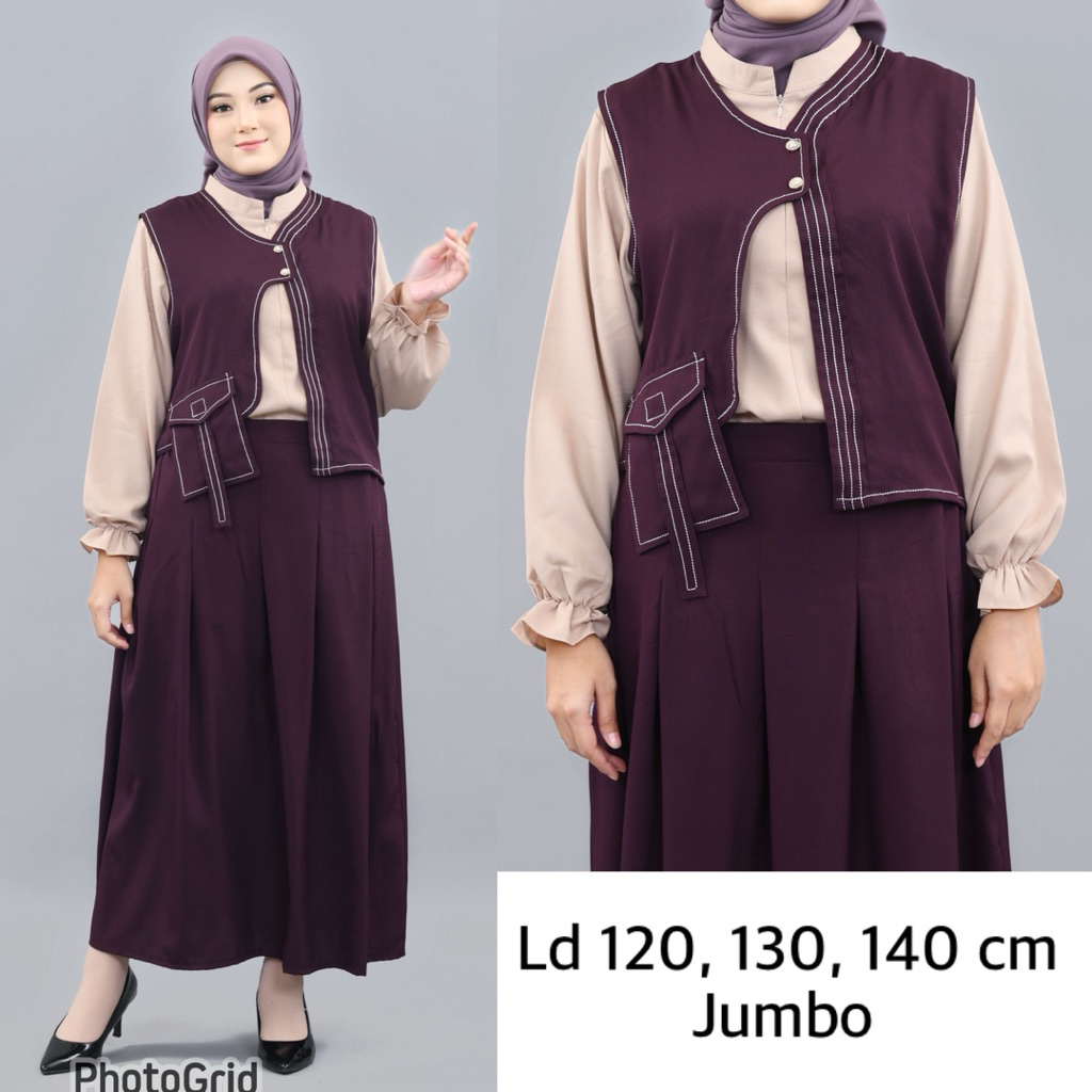 Jual STELAN ROK DAN VEST - QORY SET BAHAN SAKILA SIZE STANDAR DAN JUMBO ...