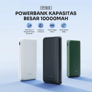 ROBOT PowerBank RT180S (Upgrade dari RT12) 10000 mAh Dual Input Output Slim Original - Garansi 1 Tahun