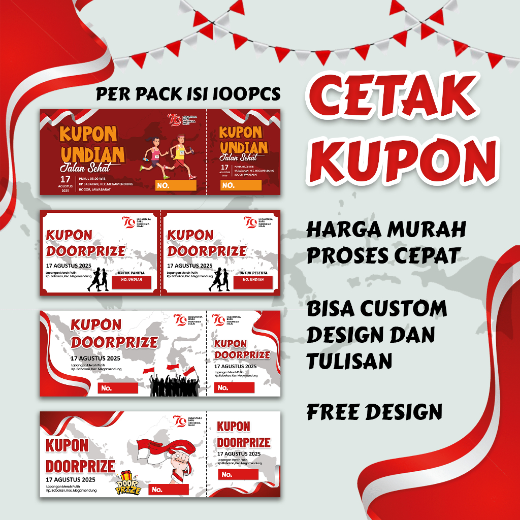 Jual Cetak Kupon Agustusan, Kupon Doorprize, Kupon jalan sehat isi ...