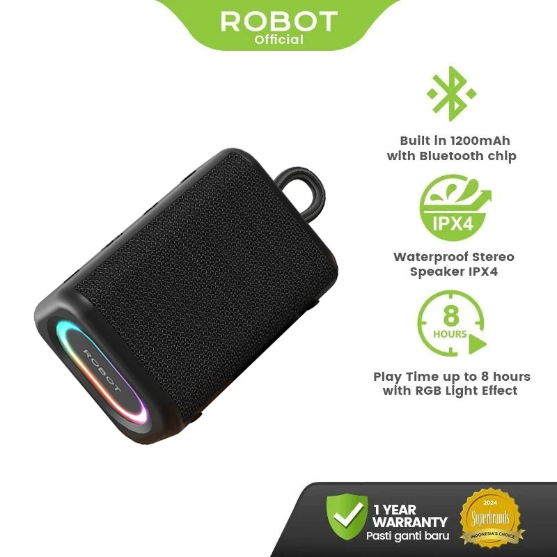 Jual ROBOT RB180 Speaker TWS Bluetooth 5.3 Audio Super Bass 5W RGB ...