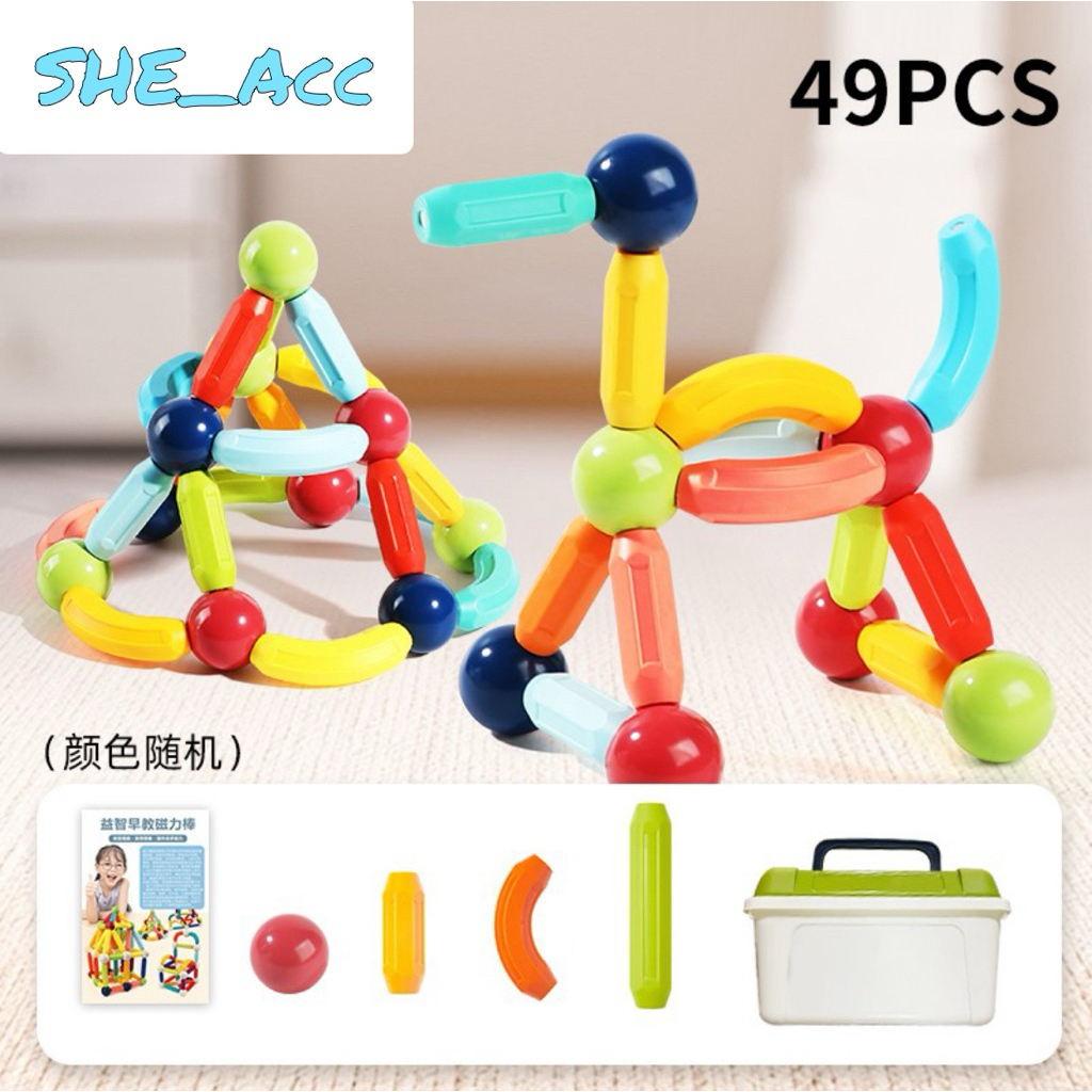 Jual Mainan Magnetic Stick 49pcs + Box 3D DIY Building Blocks Mainan ...