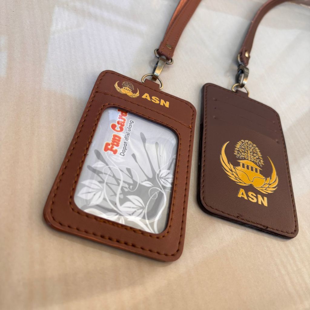 Jual Id Card Kulit Name Tag ASN Id Card Kulit KORPRI Model Terbaru ...