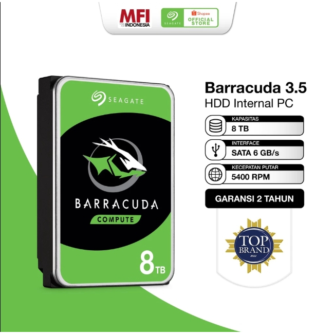 Seagate BarraCuda Harddisk Internal PC 8TB SATA