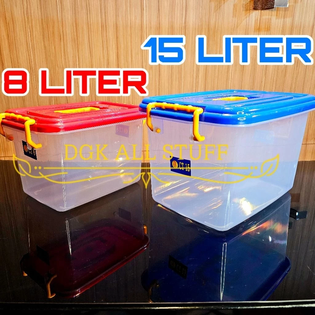 Kontainer Container Box Kotak Make up Skincare Baju Pakaian Perkakas Hamster Mainan Anak Serbaguna Plastik Bening Transparan Kecil 8 15 L Liter 8L 15L Dengan Pegangan Bergagang Gagang Handle Jinjing Jinjingan Estetik Aesthetic Minimalis Tebal Murah Grosir