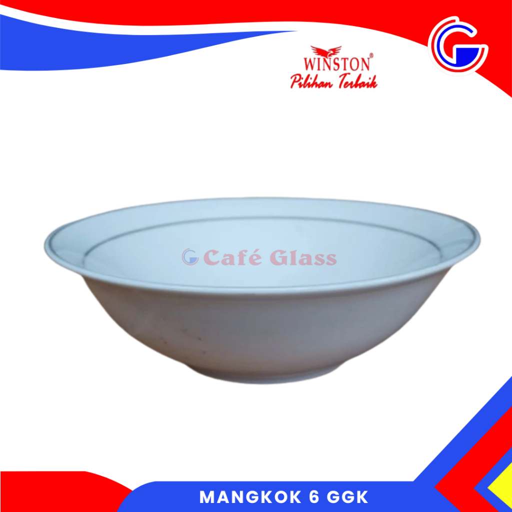 Mangkok Makan Keramik - Mangkok Putih List Emas 6 Ggk - Mangkok Soto Bakso Mie Winston