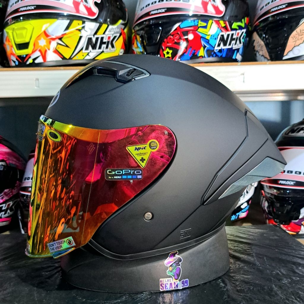 Jual HELM NHK N2 MAX SOLID BLACK DOFF VISOR RHD LENS LIGHT SMOKE HALF ...