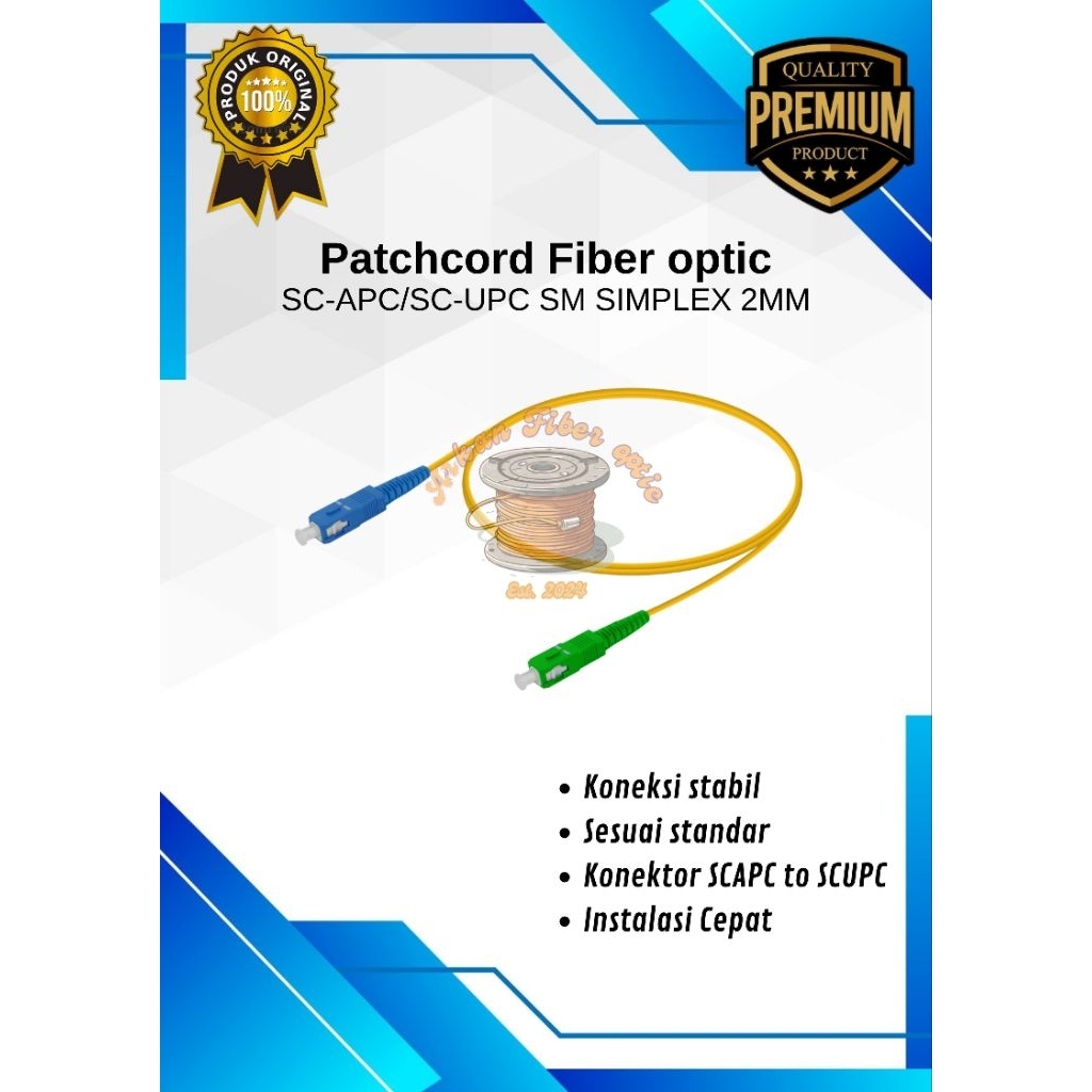 Jual Simplex SINGLE-MODE SC/APC to SC/UPC optical fiber patch cord ...