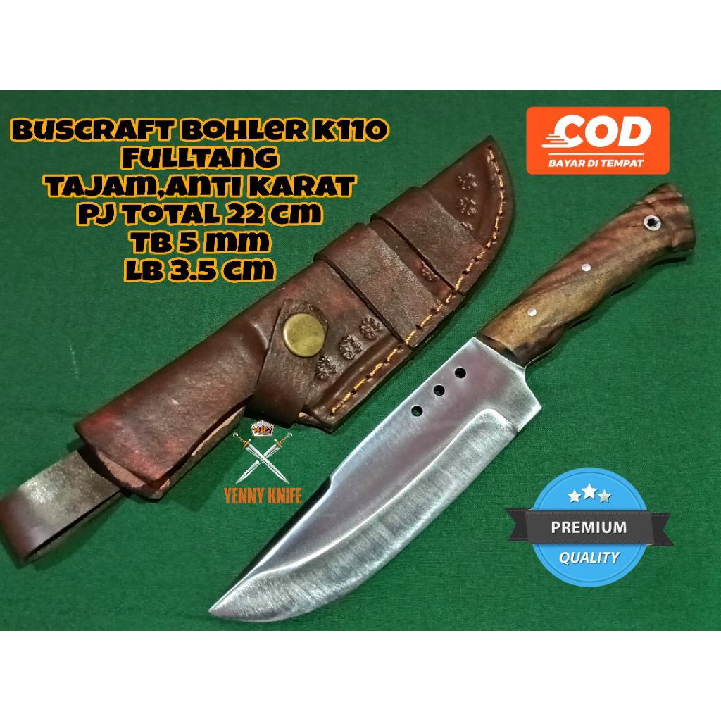 Jual Buscraft Bohler K110 Fulltang Premium Custom / Pisau Skinner ...