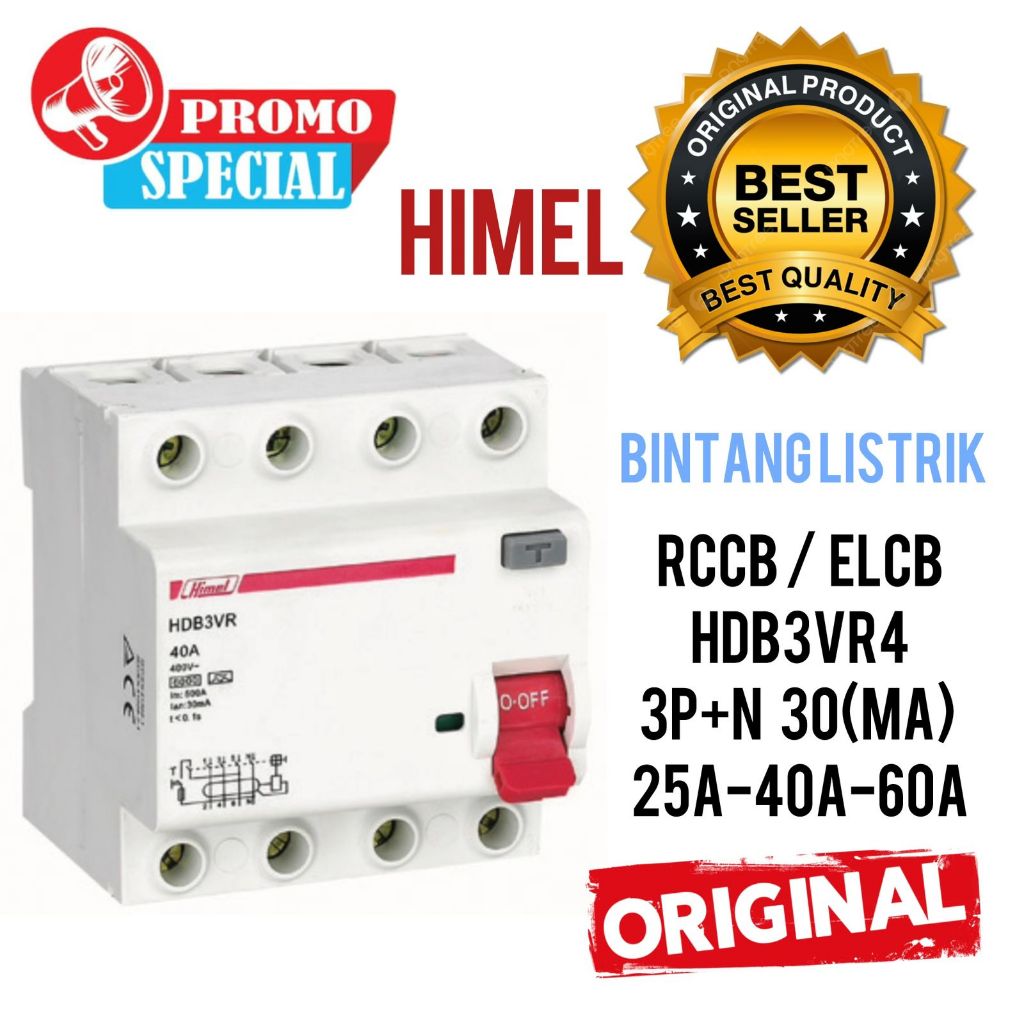Jual ORIGINAL HIMEL RCCB / ELCB 3P+N 30mA 25A 40A 63A HDB3VR4 3P + N 30 ...