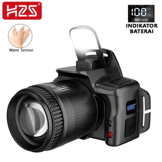H2S Senter Kepala LED Laser Zoom Rotary 2 Baterai 50w 6 Mode Waterproof IPX6 HS-U8