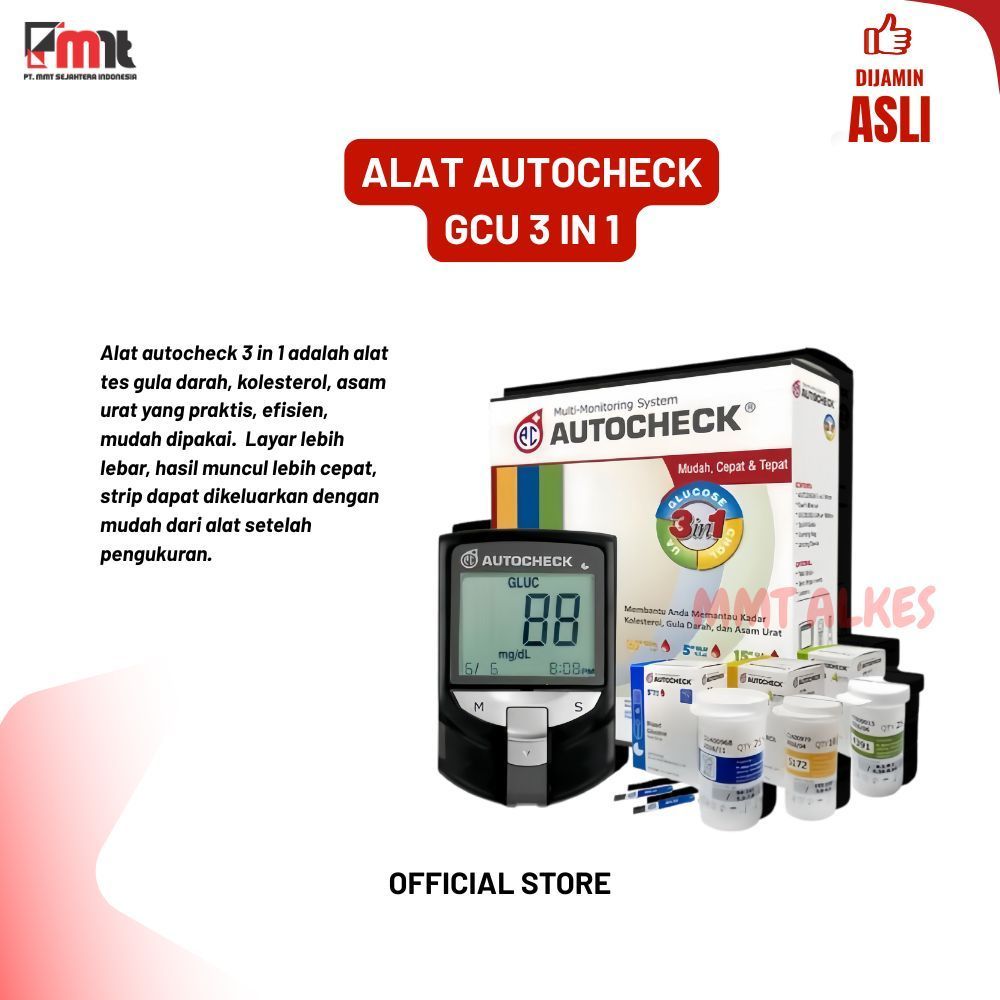Jual Alat Autocheck GCU 3 in 1 / Gula, Kolesterol, Asam Urat ...