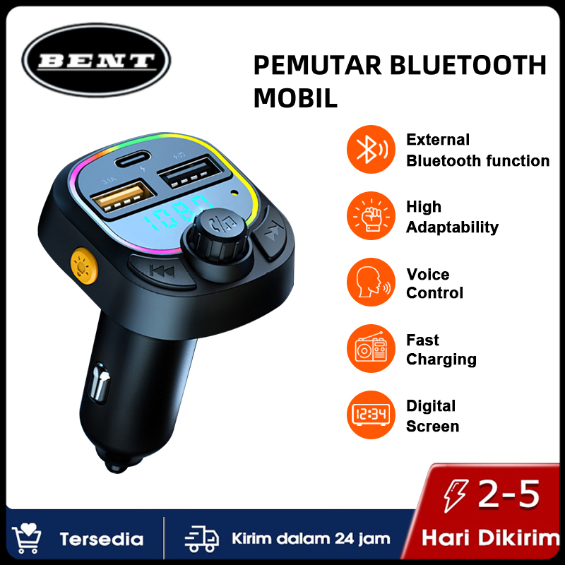 Jual (COD) FM Bluetooth Mobil 5.0 PD 18W Pengisi Daya Cepat 2 USB Type ...