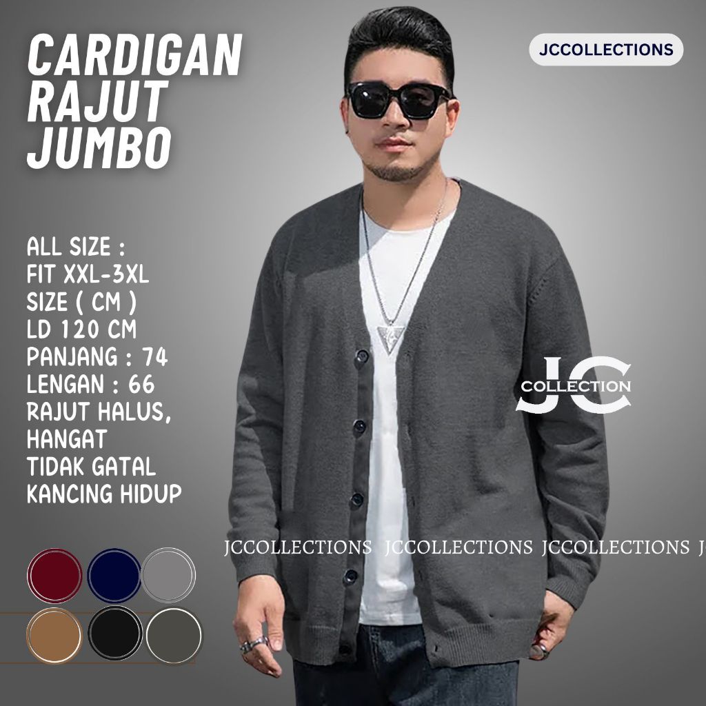 Jual Cardigan Rajut Pria Jumbo Big Size / Outer Knitting Kardigan ...