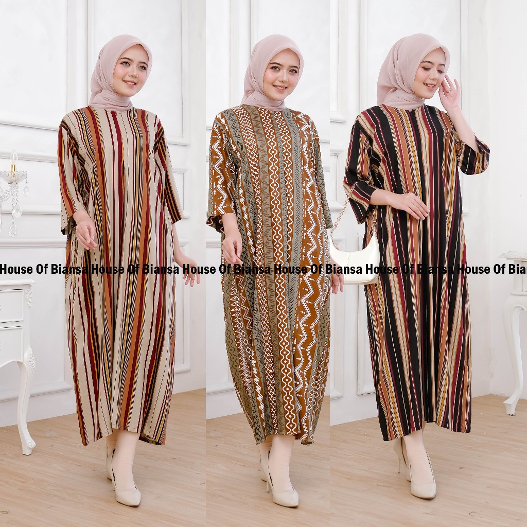 Jual Daster Kekinian Motif Salur Cantik Dan Elegan Lengan 3/4 Resleting