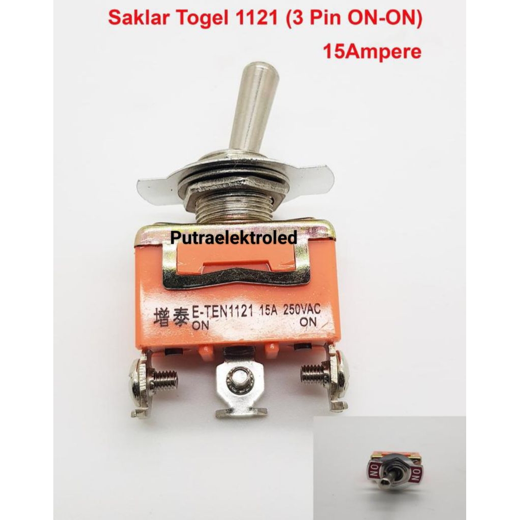 Jual Toggle Switch 1121 On Off 3 Kaki 15A / Toggel Switch On Off 1121 ...