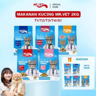 Mr. Vet - Kombo 2 Makanan Kucing Kering Mr.Vet 2KG T1,T2,T3 dan T4