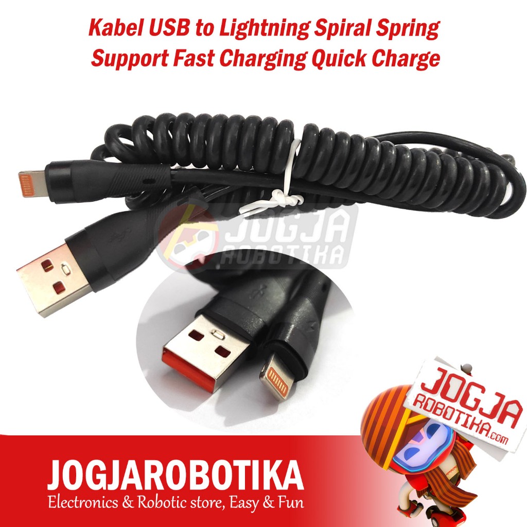 Jual Kabel USB Spiral Spring USB A to Type-C / USB A to Lighting / Type ...