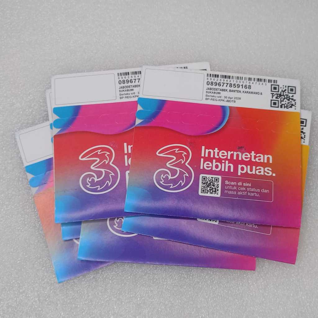 Jual Kartu Perdana Tri Three 3 Kuota 0K, 3GB, 8GB Nasional Data ...