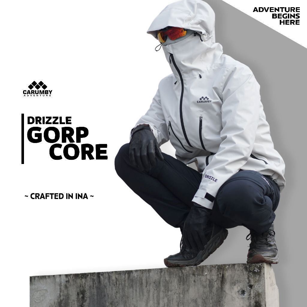 Jual JAKET GUNUNG GORCORE CARUMBY DRIZZLE PUTIH BORDIR | Shopee Indonesia