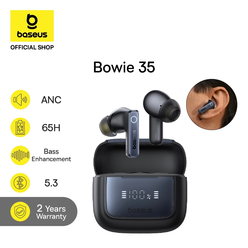 Baseus Bowie 35 New IPX 4 ANC ENC Waterproof TWS Hi-Fi Noise Cancellation Super Bass