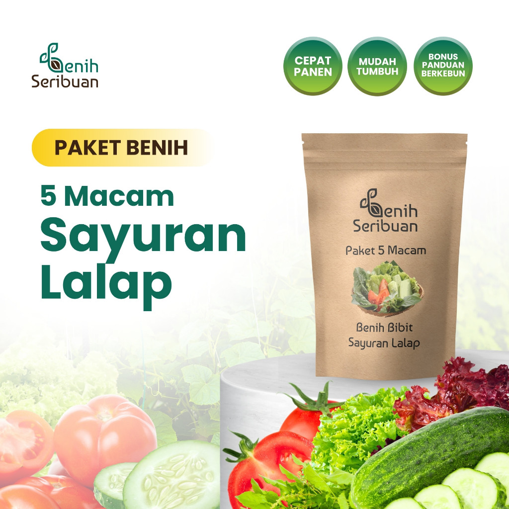 BENIH SERIBUAN - Paket 5 Macam Benih Sayuran Lalap