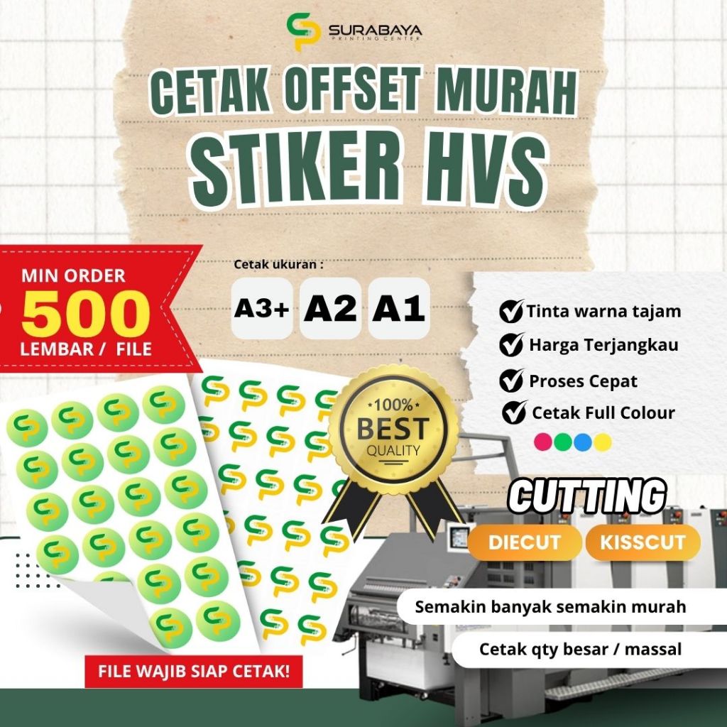 Jual CETAK OFFSET - STICKER HVS / STICKER LABEL BISA DITULIS / STICKER ...