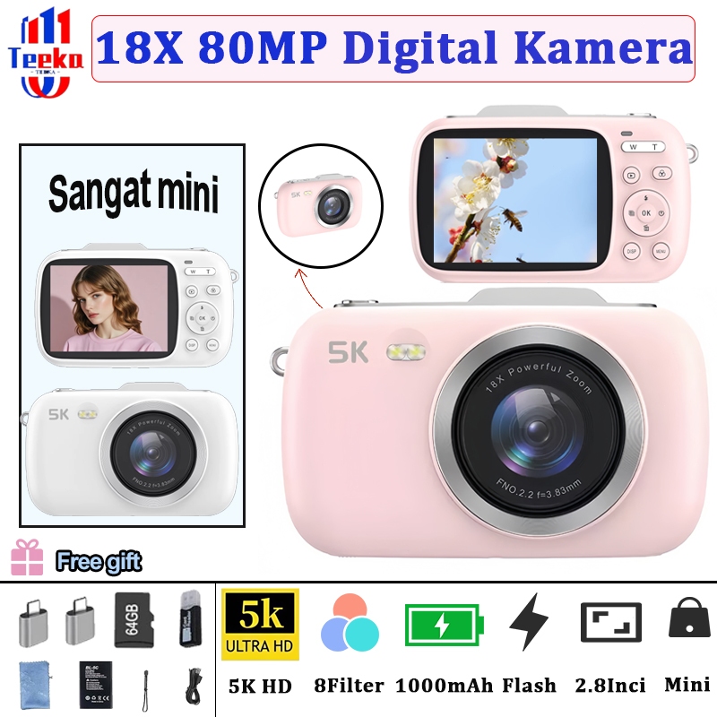 Jual TEEKA [G7] 80MP 5K Digital Kamera Pocket Video 18X Digital Zoom ...