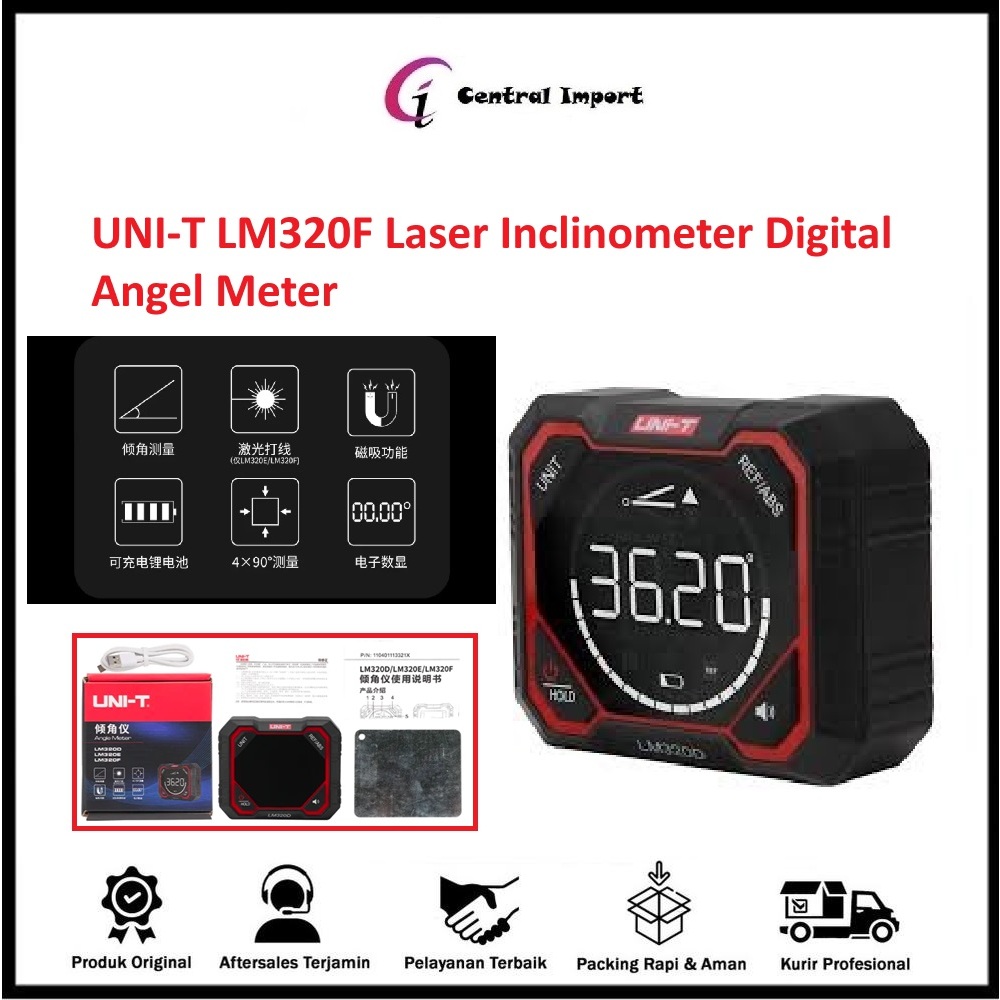 Jual UNI-T LM320F Laser Inclinometer Digital Angel Meter with Absolute ...