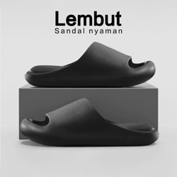 Sendal Slop Cowo Sandal Pria Wanita Kekinian Empuk Sendal Laki Jelly Rumah Sepatu  Sandal wanita