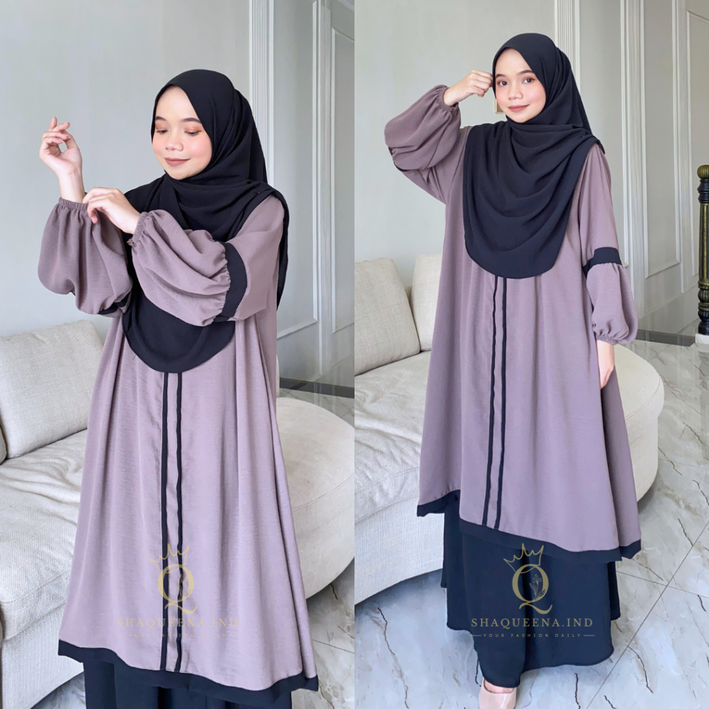 Jual Oneset Tunik Rok Malaya Setelan Rok Syar’i Jumbo Gamis kombinasi ...