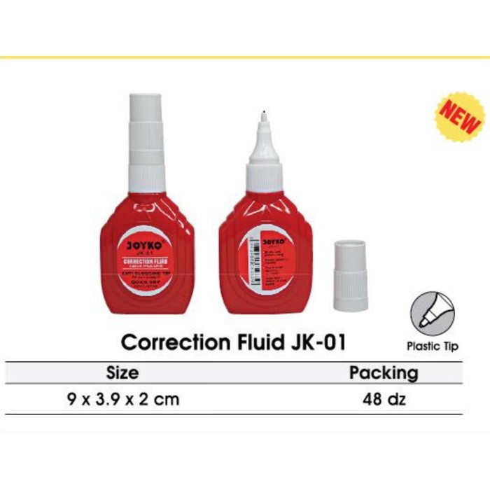 Jual (1 pcs) Correction Pen Joyko JK 01 / Tipex Joyko Botol Merah ...