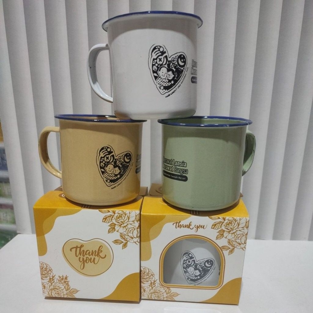 Jual GELAS CANGKIR ENAMEL KALENG CUSTOM NAMA KEMAS BOX IVORY | Shopee ...