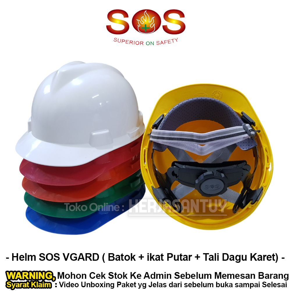 Jual Helm Safety SOS warna Putih Kuning Biru Merah Hijau Orange / Helm ...