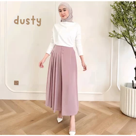 Celana Kulot Wanita Fit Highwaist Cellie Kulot Rok Pleats Casual